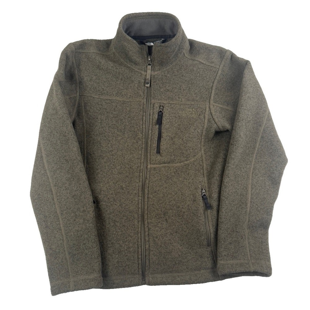 The North Face Boys M 10/12 Fleece Jacket Olive Green Full Zip Outdoor NF0A34SM